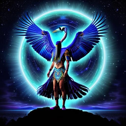 a time-traveling  shaman turning into a Blue Heron through m...