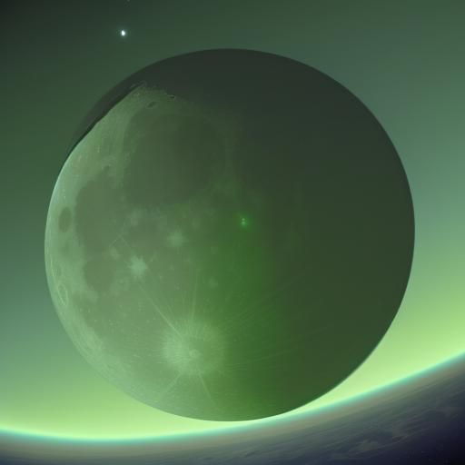 Qo'Nos, green, with crated moon Praxis in orbit AI Generated
