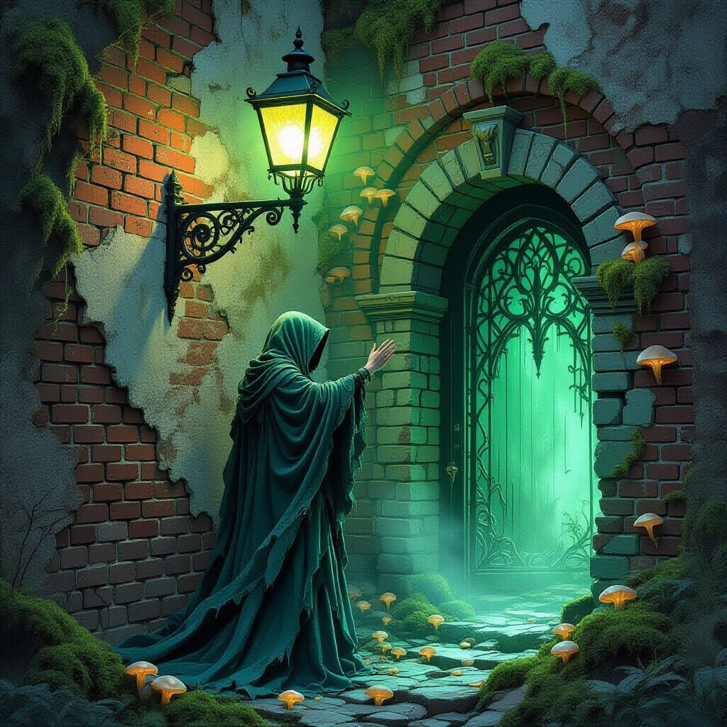 Spectral Figure in Ethereal Attire by Gaslight