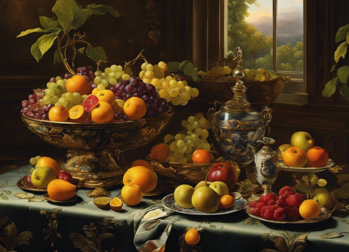 A whimsical fruit still life  by @Asteria