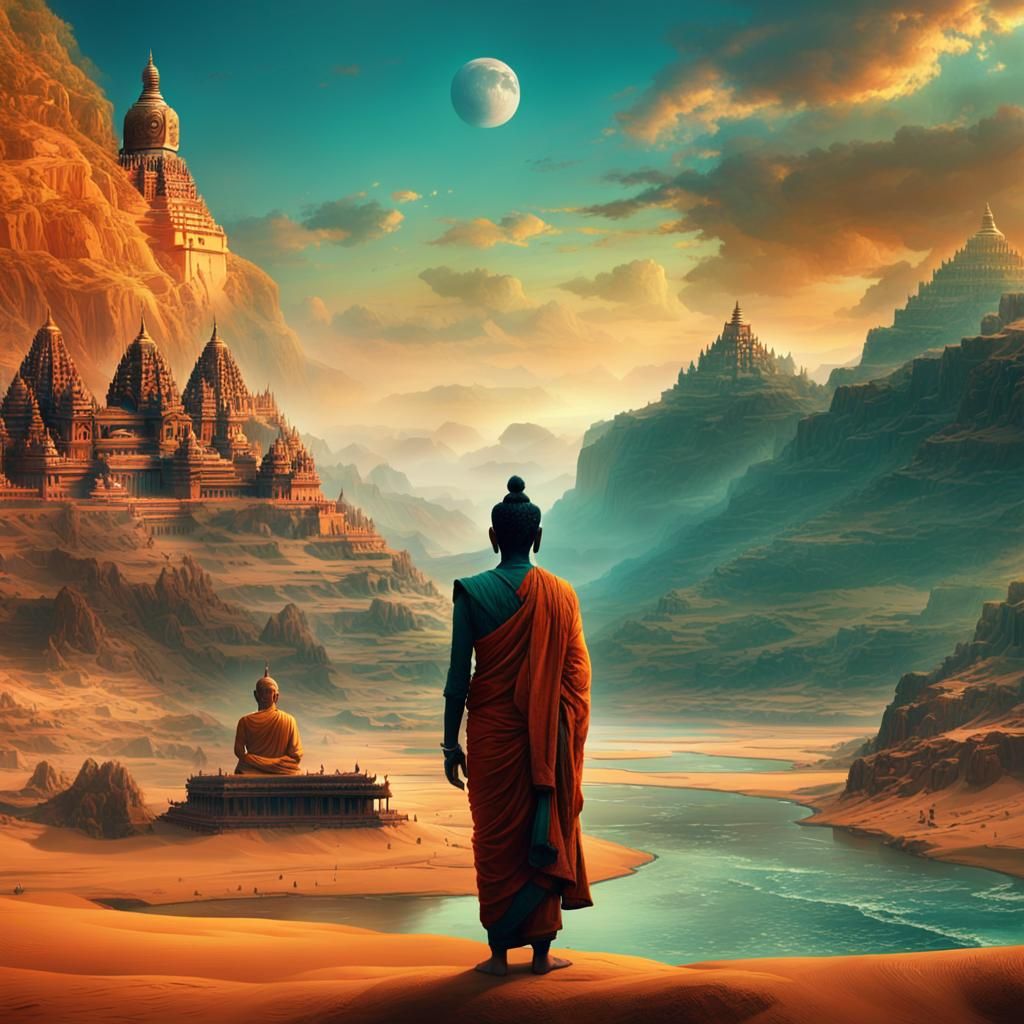 Buddha and Subhuti at the Ganges River