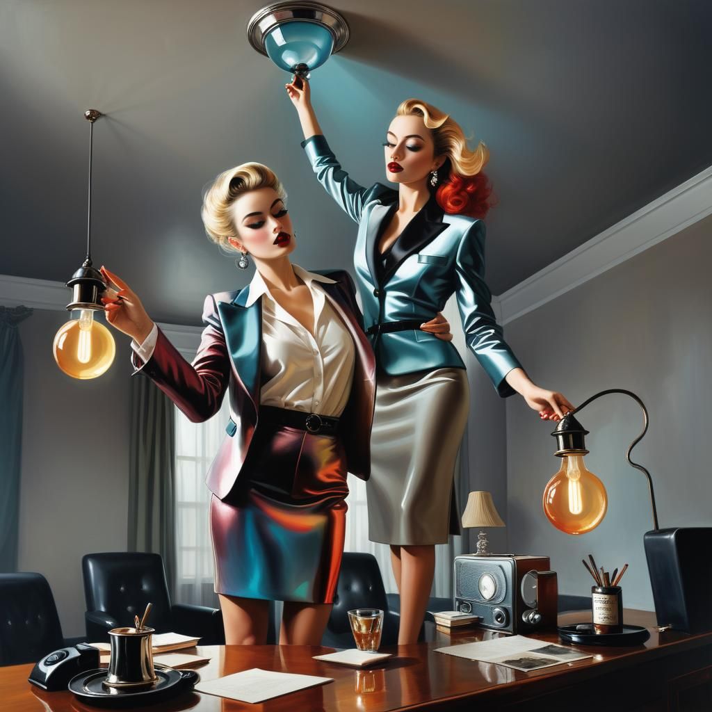 Extravagant Ladies in Surreal Landscape