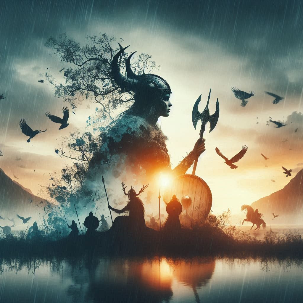 double exposure beautiful fantasy DALL-E 3 portrait landscape..