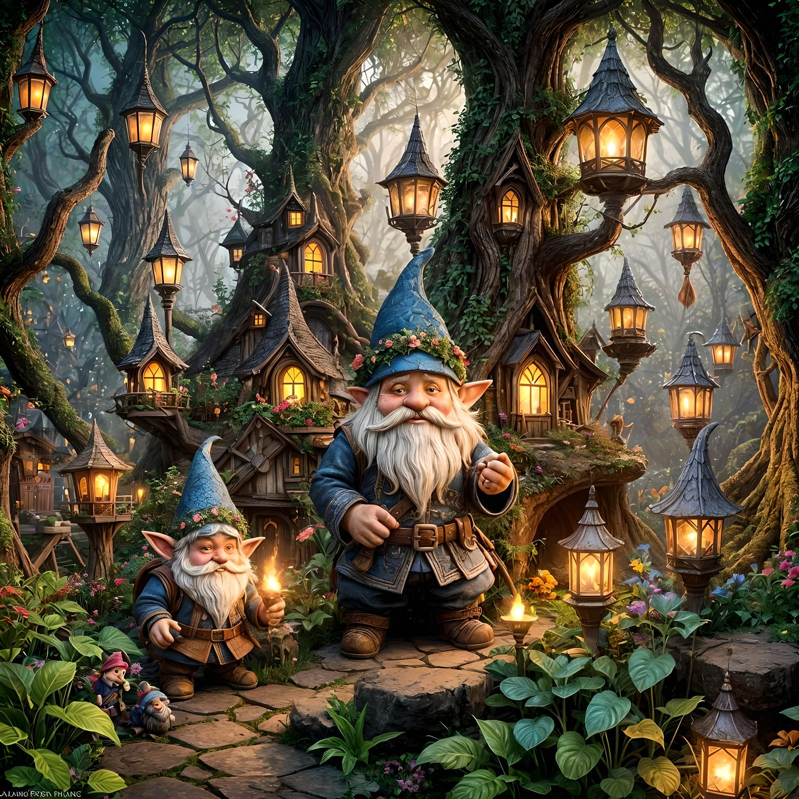 Gnomes . garden  . mythical