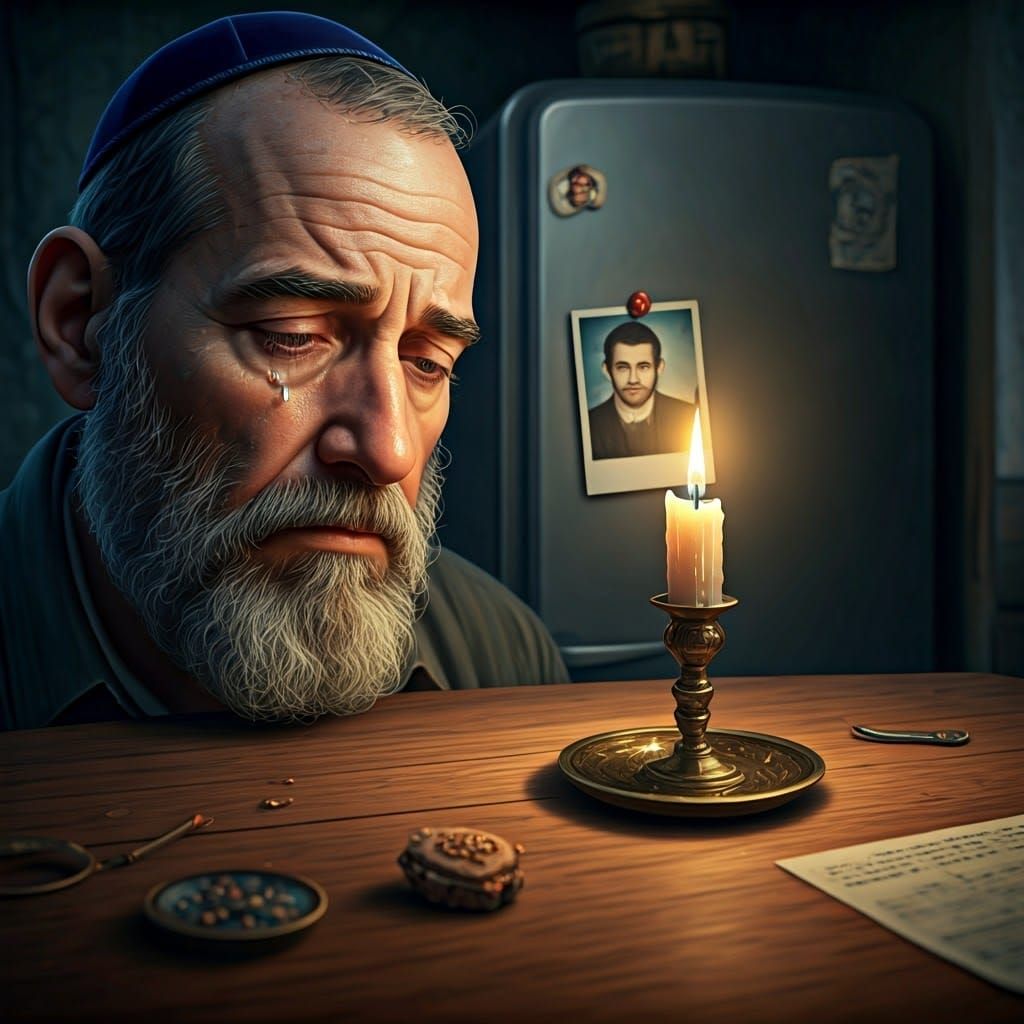 Man Grieving Son, Nostalgic Matte Painting