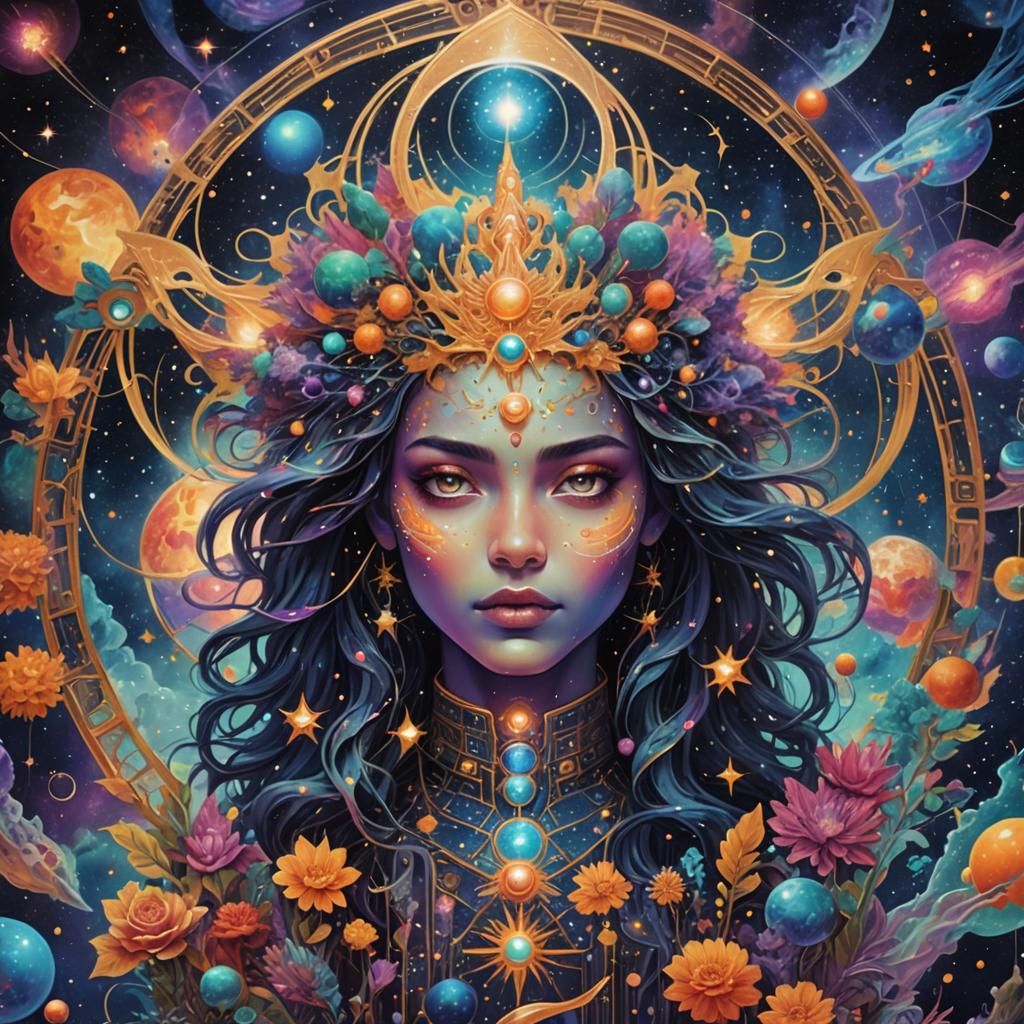 8k resolution holographic astral cosmic illustration mixed m...