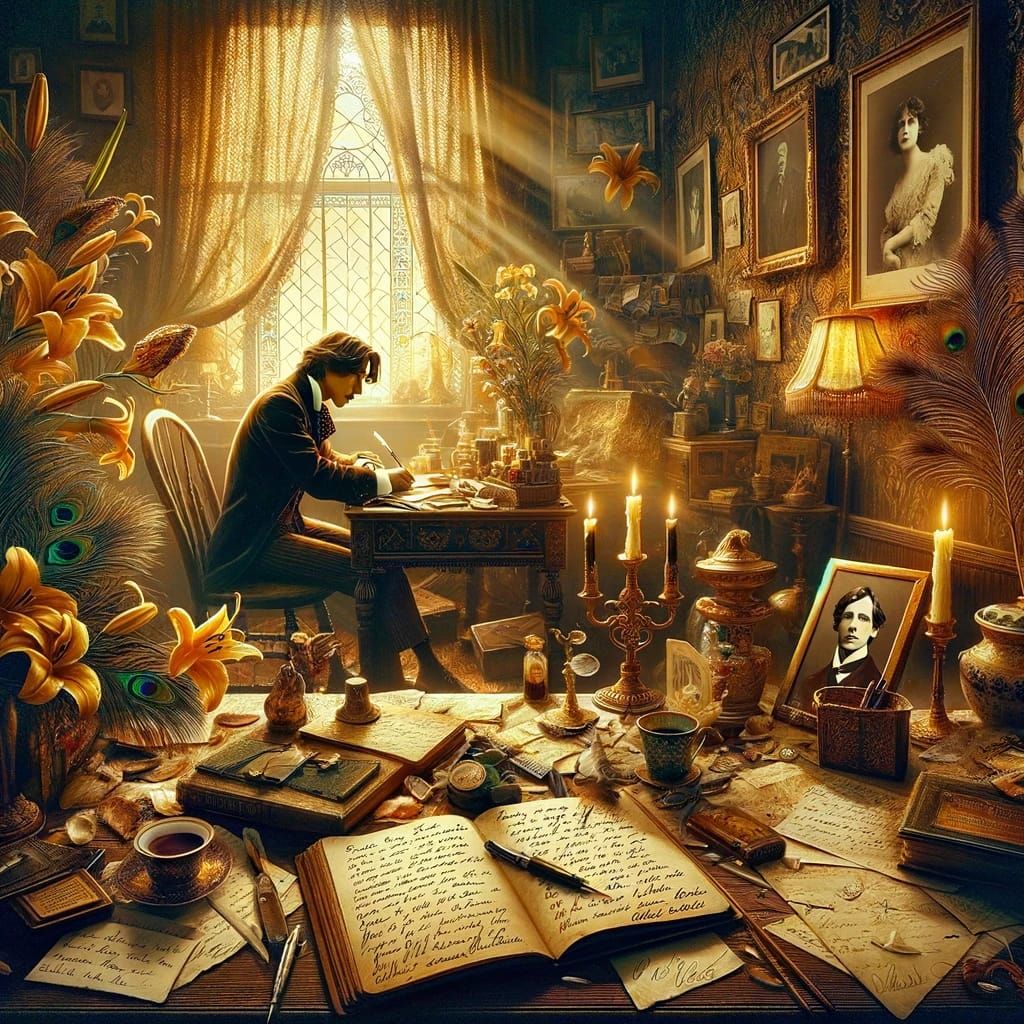 Oscar Wilde writing a letter to Lord Alfred Douglas