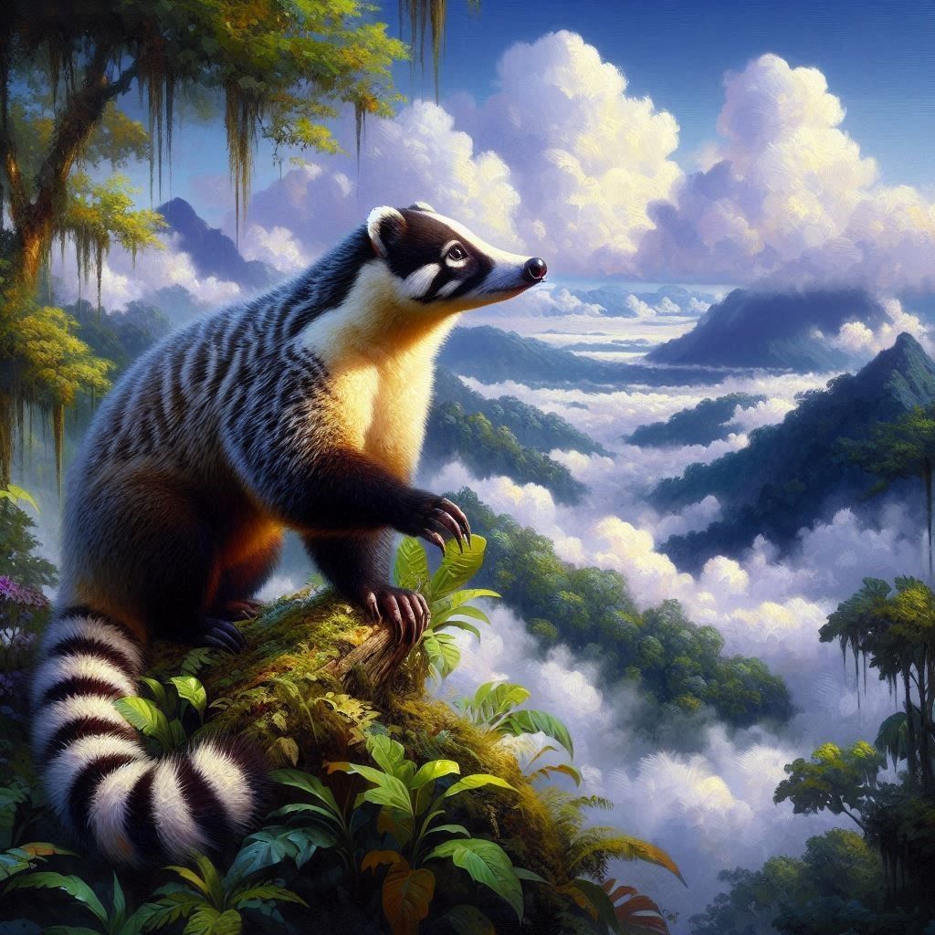 White-nosed Coati in a Cloud Forest