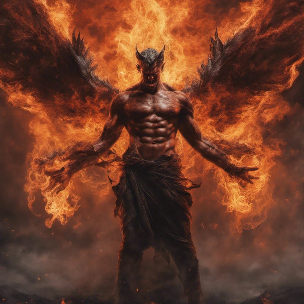 photography, hyper detailed, hyper realistic, fire, demon wi...