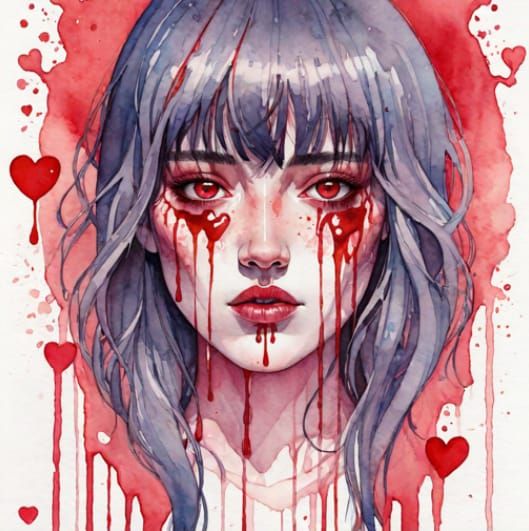 Bloody girl with bloody hearts🩸❤