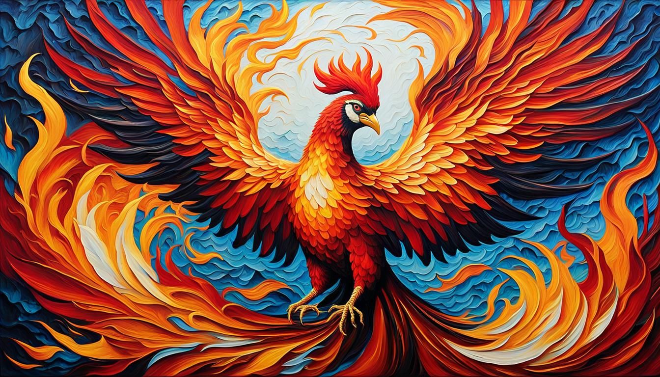 Impasto Painting: Phoenix - AI Generated Artwork - NightCafe Creator