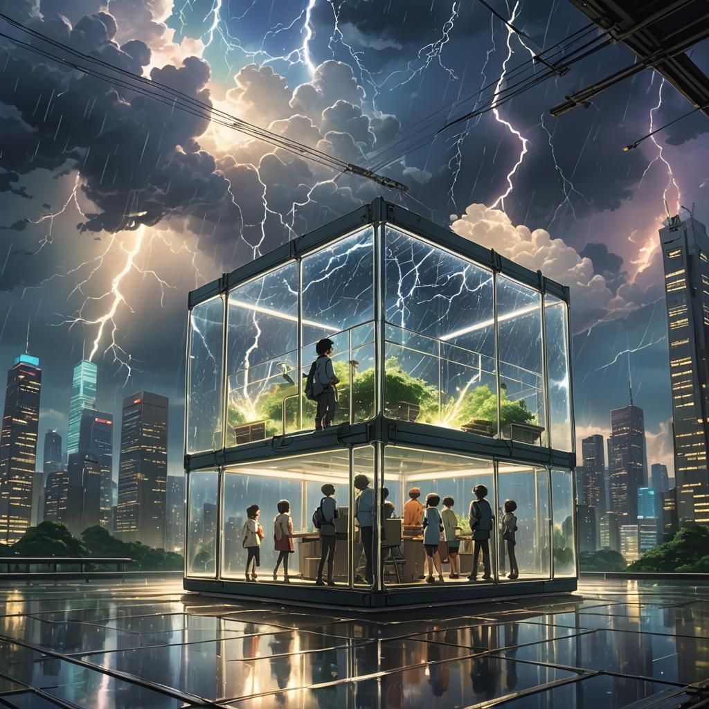 Universe Aliens bodies manipulating a Lightening storm in gl...