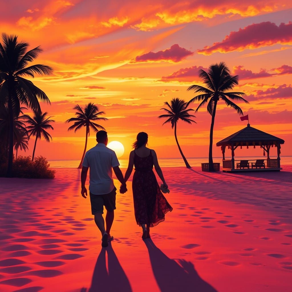 Enjoying the Sunset on the Beach