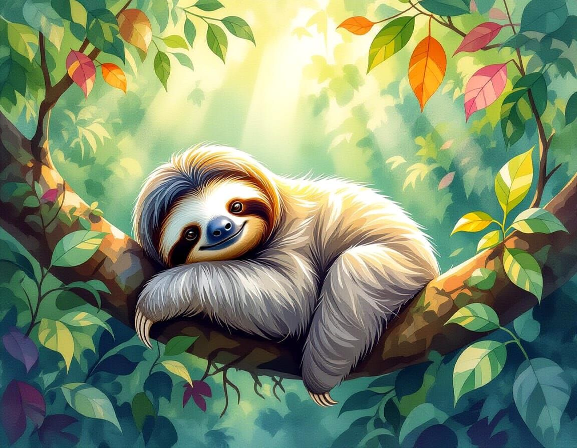 Cute sloth.  by @Ylona