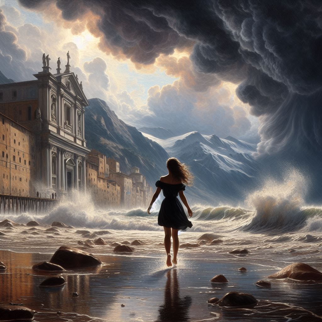 Palace and stormy sea