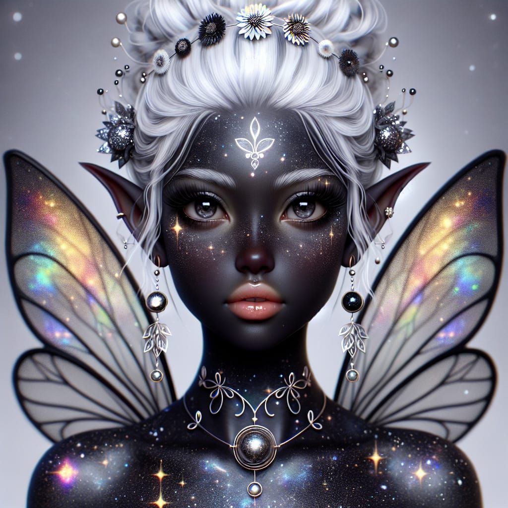 Celestial Woman with Galaxy Skin as Digital Art