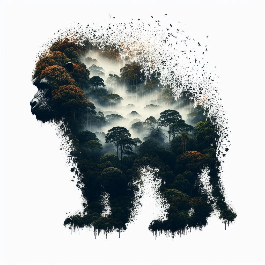 double exposure beautiful fantasy DALL-E 3 portrait landscap...