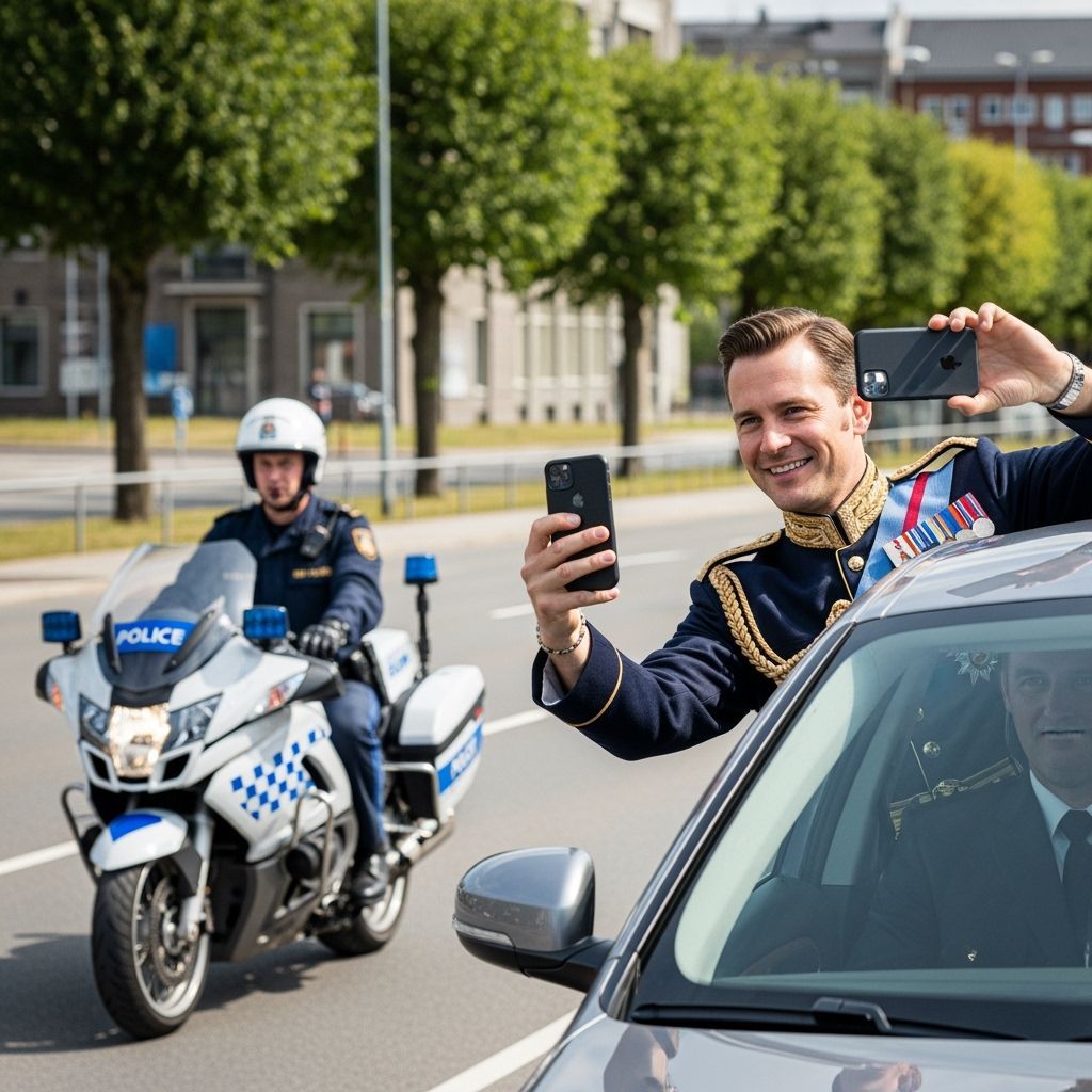 Prince Takes Selfie with Police Escort