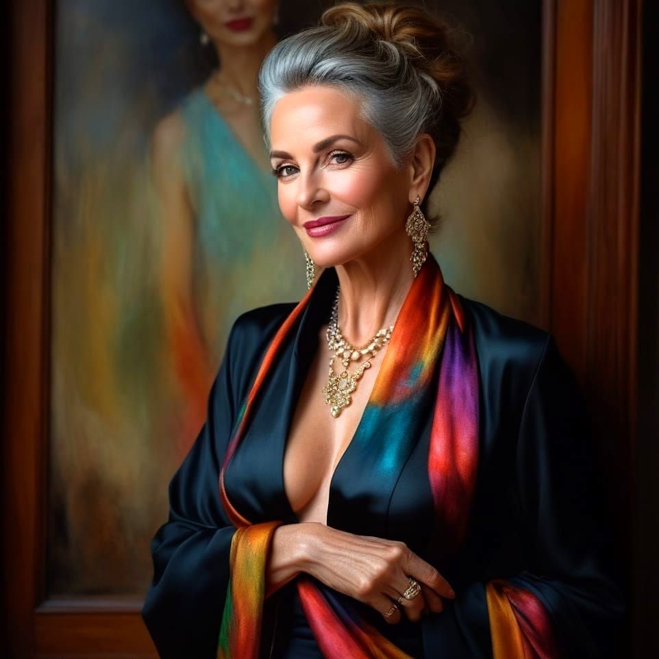 Sensual Portrait of a Confident Mature Woman in Hyperrealist...