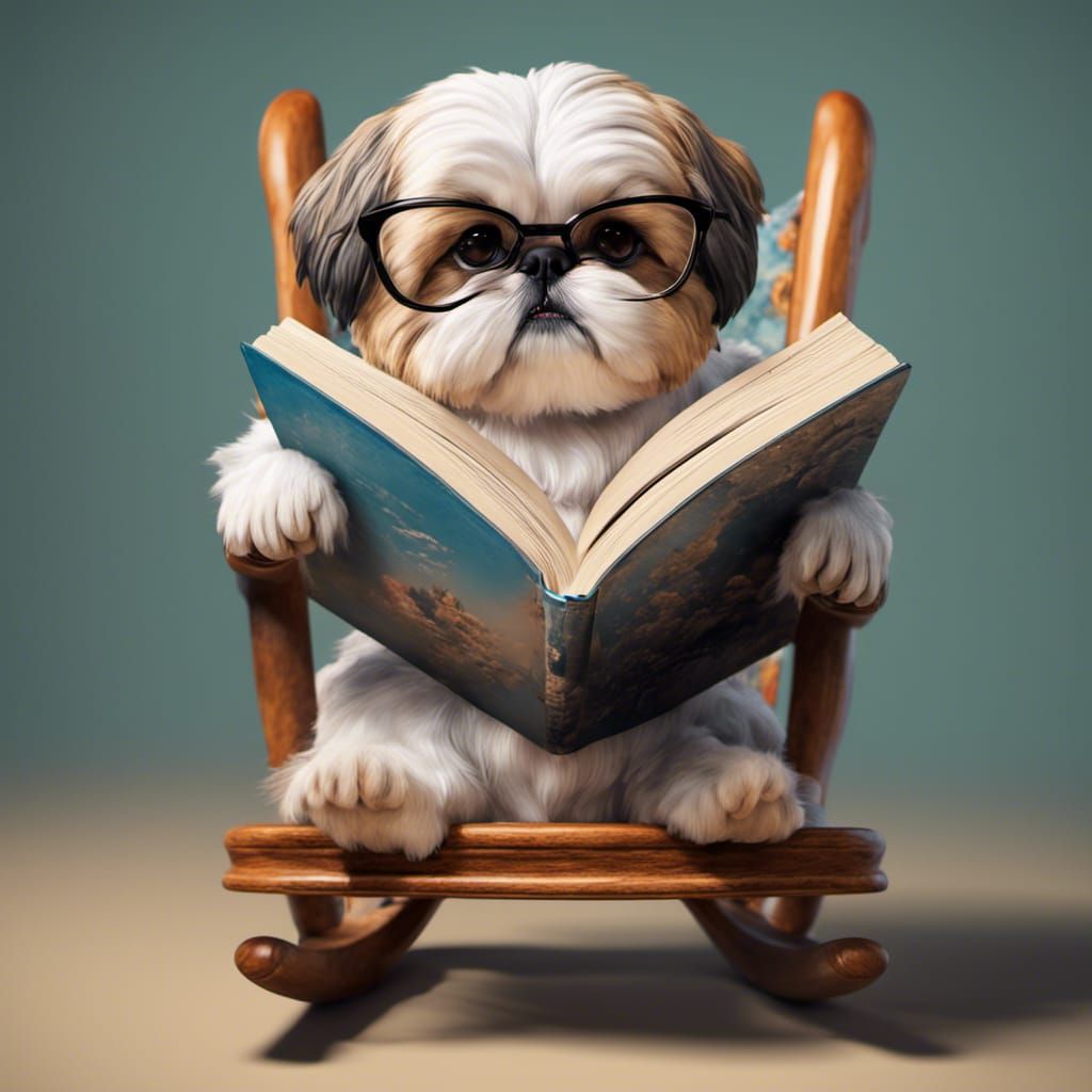 Shih Tzu Reading a book - AI Generated Artwork - NightCafe Creator