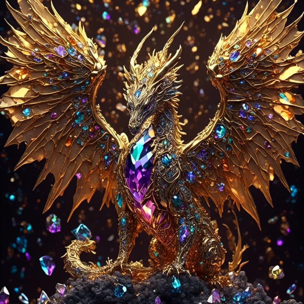 46 FT Bejeweled gold dragon  by @Cogni