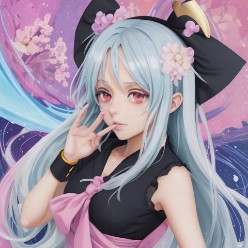 Anime Style Portrait of Kissing Girl