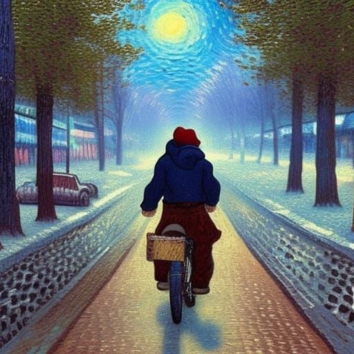 Riding a bike