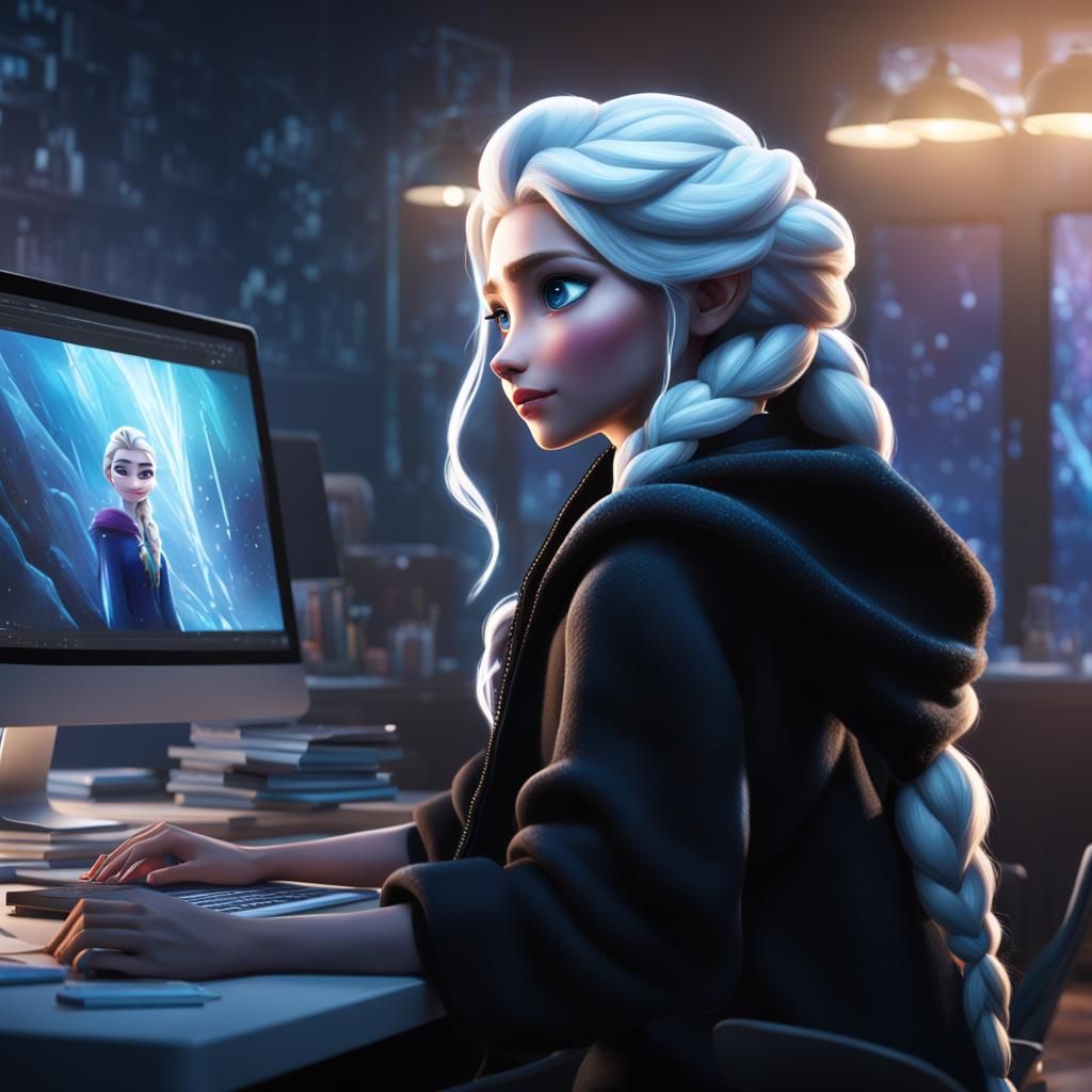 Elsa studying