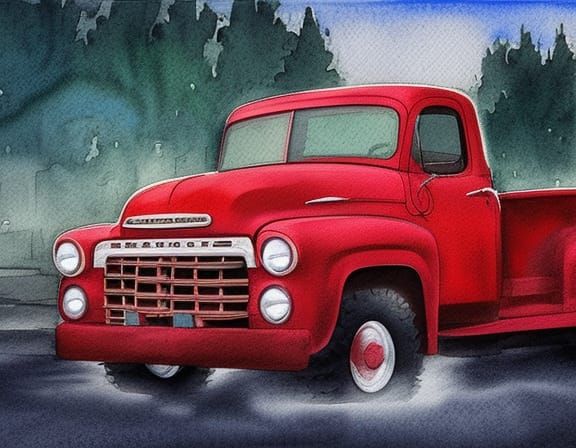 Old red truck - AI Generated Artwork - NightCafe Creator