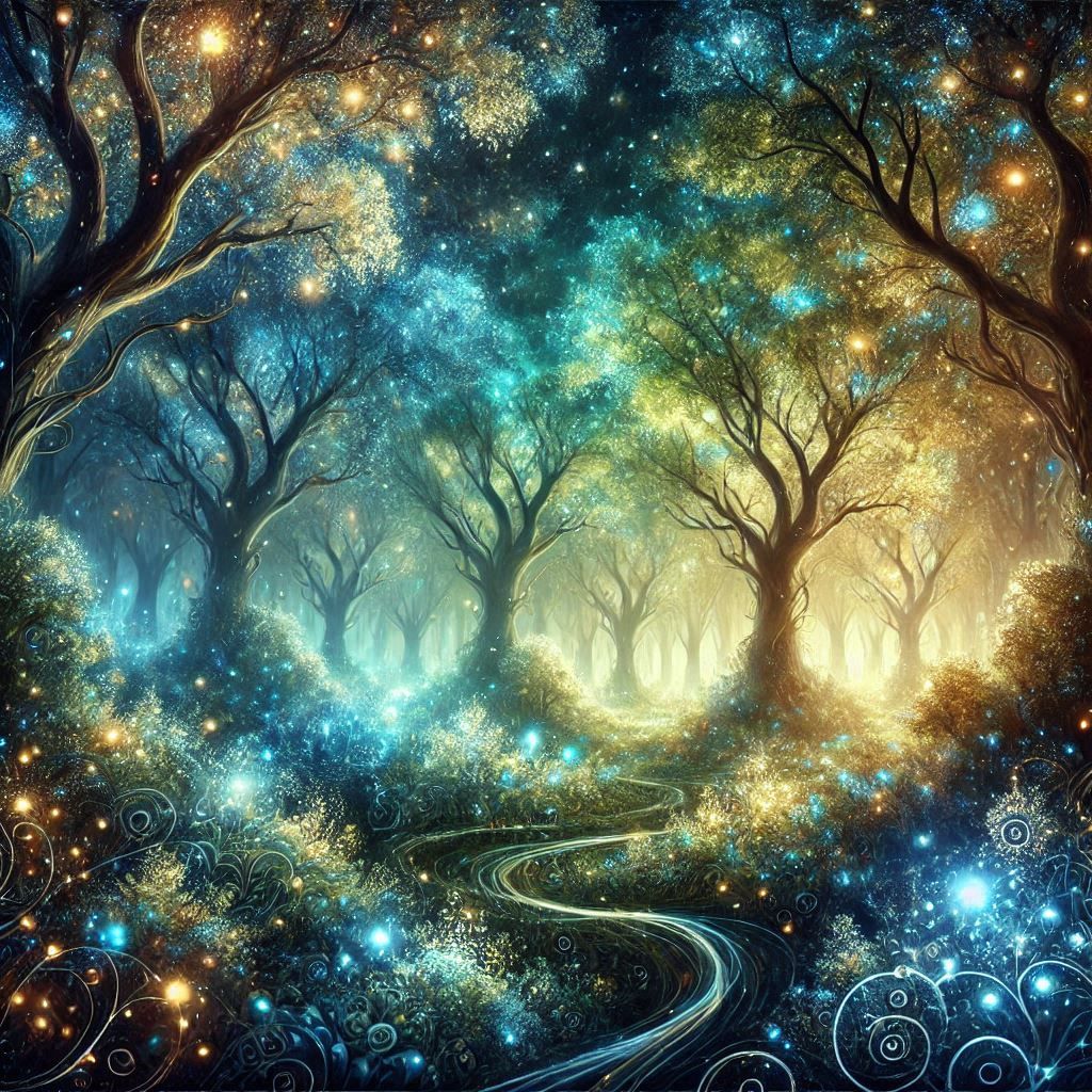 Enchanted glowing forest