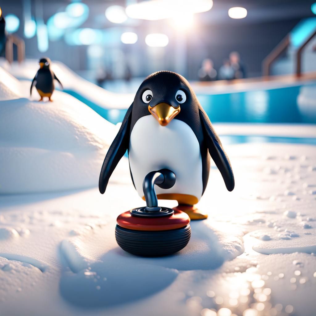 Penguins playing curling - AI Generated Artwork - NightCafe Creator