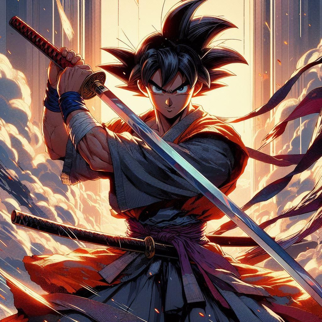 Goku learning the Katana