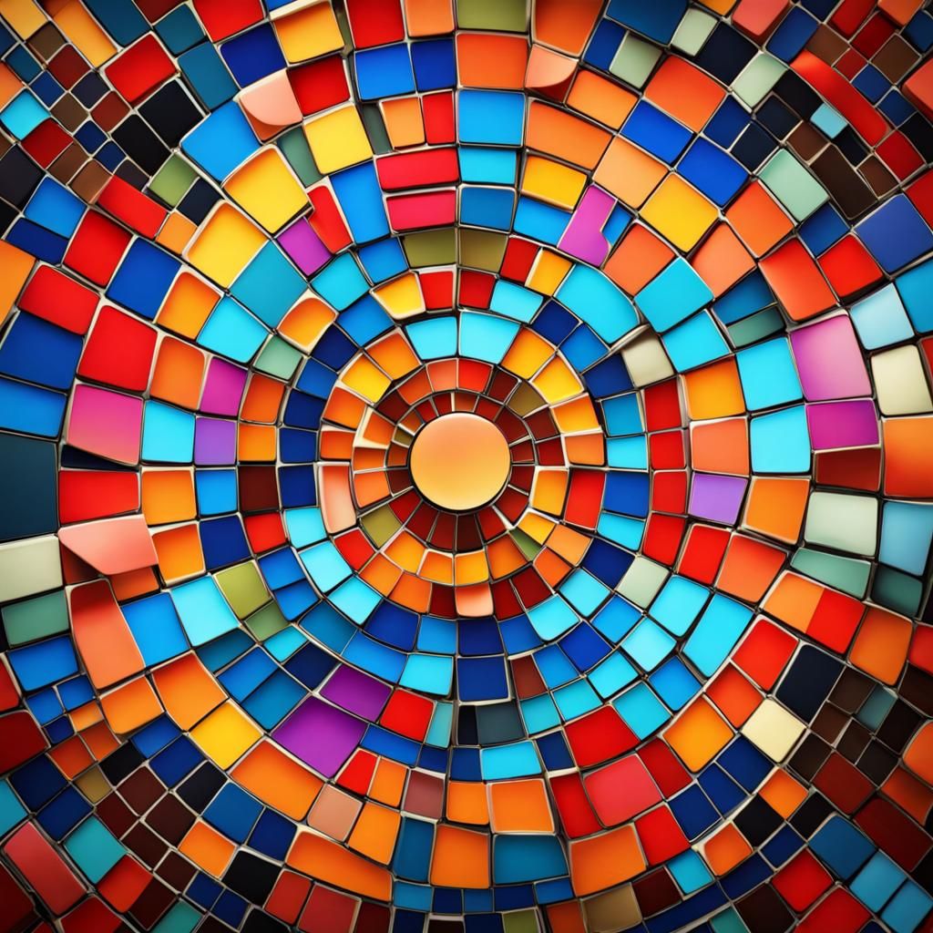 Colorful Groovy 70s Mosaic in HDR