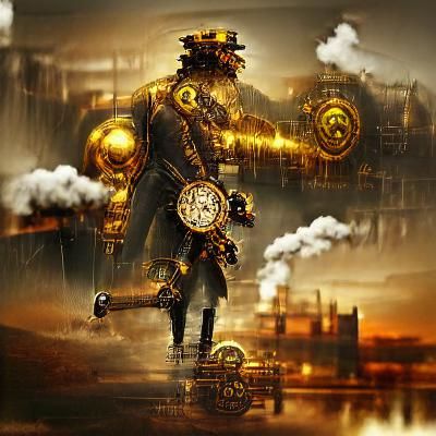 clockwork man steampunk steam golden 8k resolution beautiful...