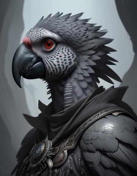 African Gray parrot, 8k resolution concept art portret