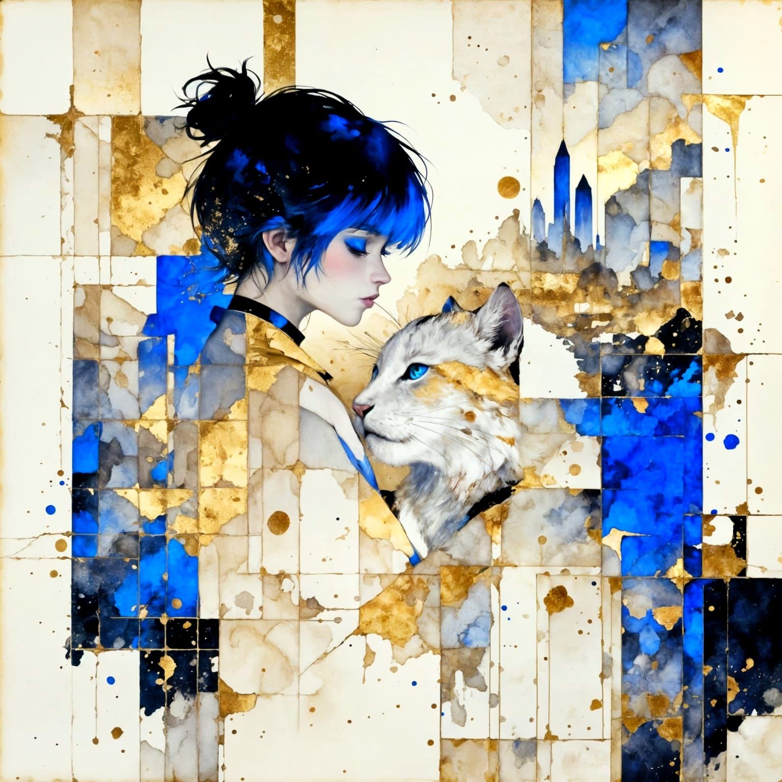 Minimalist Portrait of Woman with Tigger in White Palette