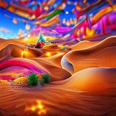 Cinematic view of an unlimited magical desert beautiful deta...