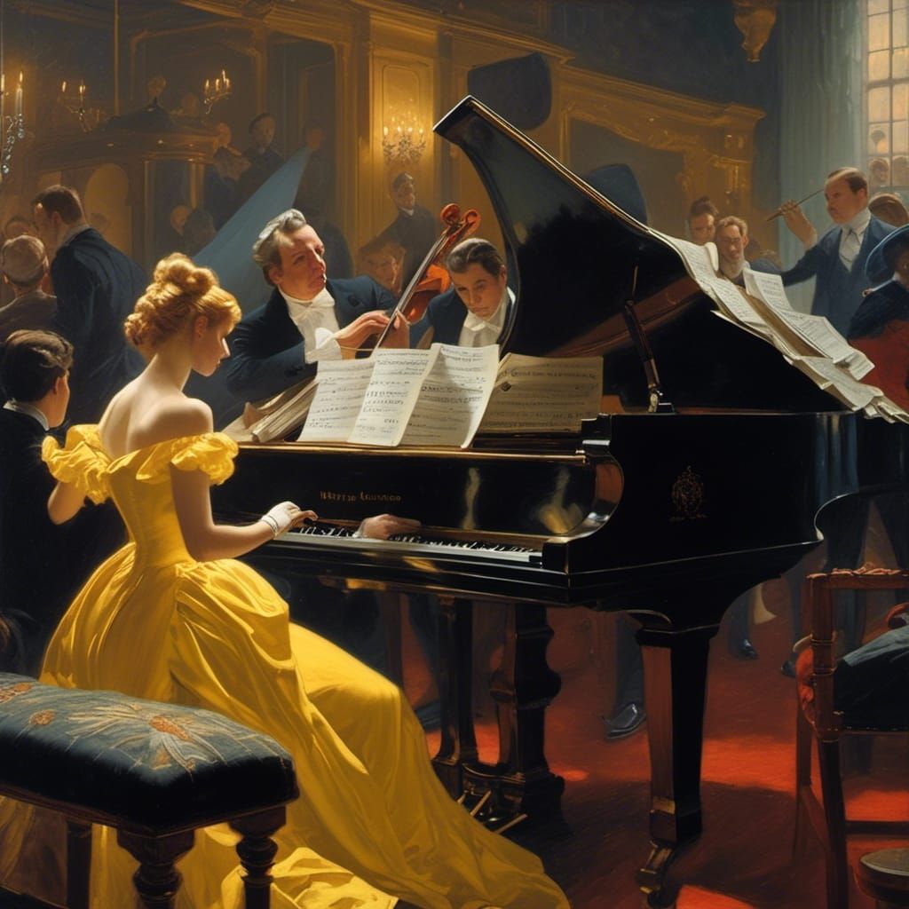 <lora:Classical:0.3> 
Ein Affe im feinen Anzug spielt Klavier. Kerzenleuchter und rauchige Atmosphäre einer Bar.