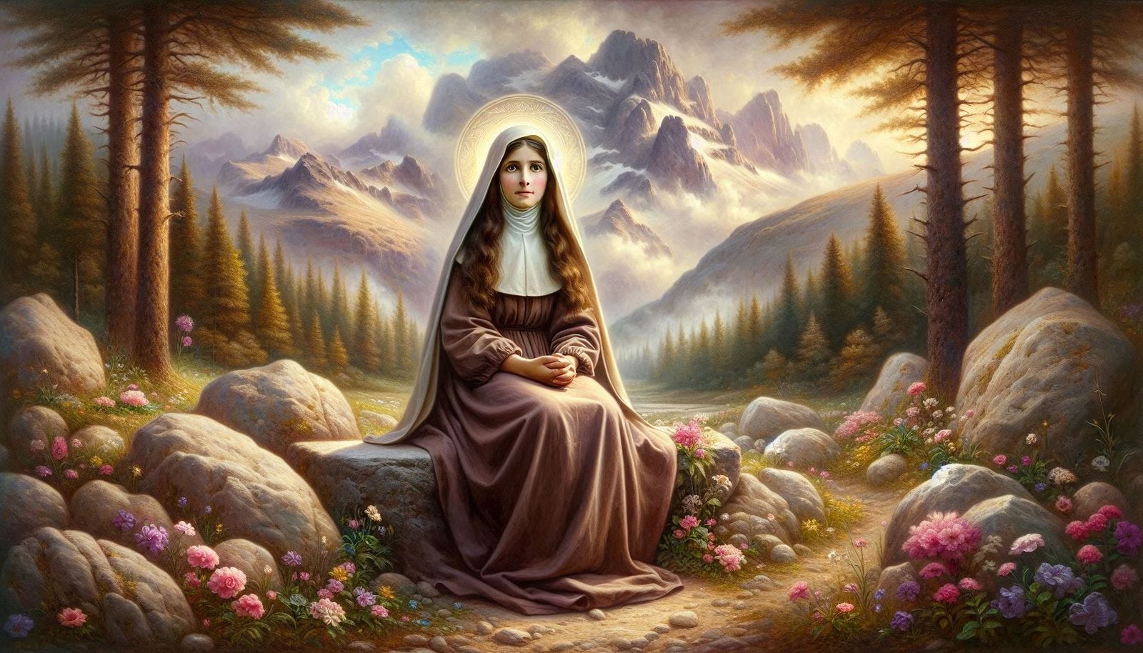 Divine Whispers: The Serene Contemplation of Saint Bernadett...