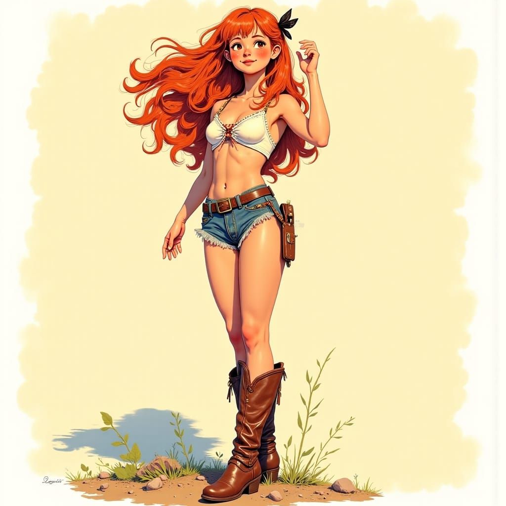 Vibrant Pinup Goddess in Airbrush Style