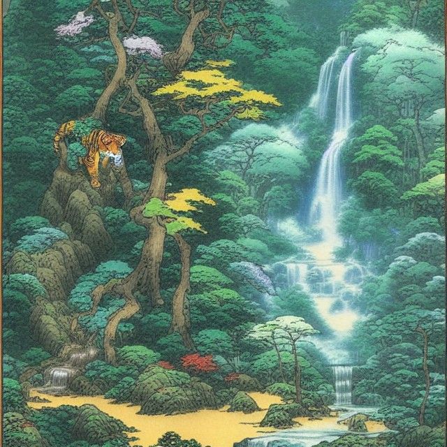 waterfall & trees