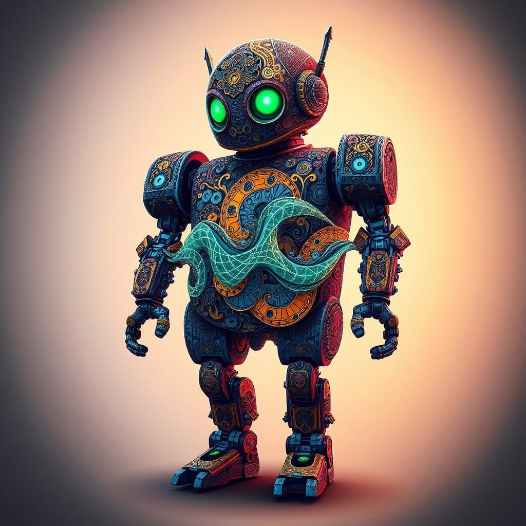 Abstract Robot from Fractal Patterns and Wave Energy