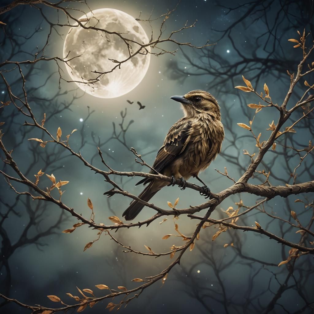 Sous la lune le silence.puis la nuit. Et là bas,sur la branc...