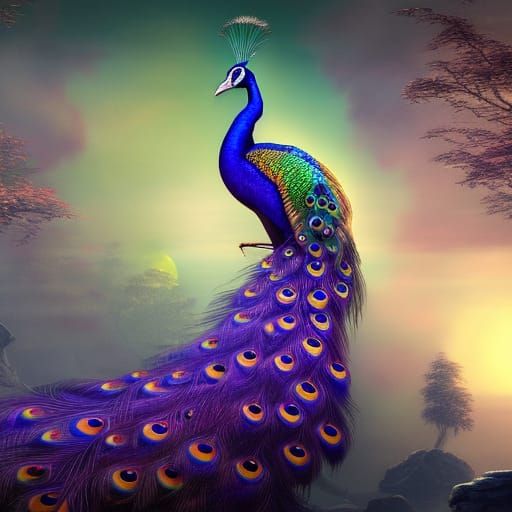 Luminous Peacock in the Full Moon - AI Generated Artwork - NightCafe ...