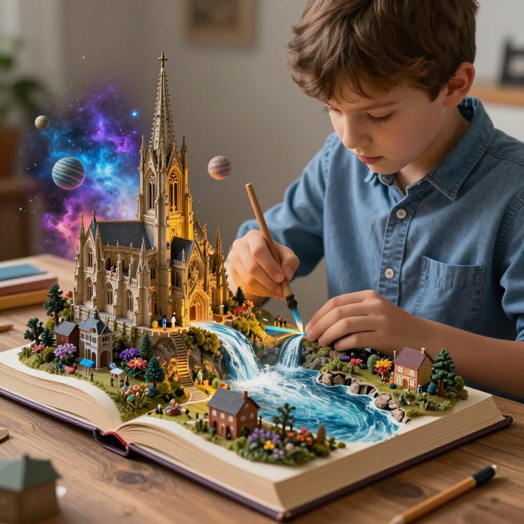 Miniature, fantastical city  by @Dippedut