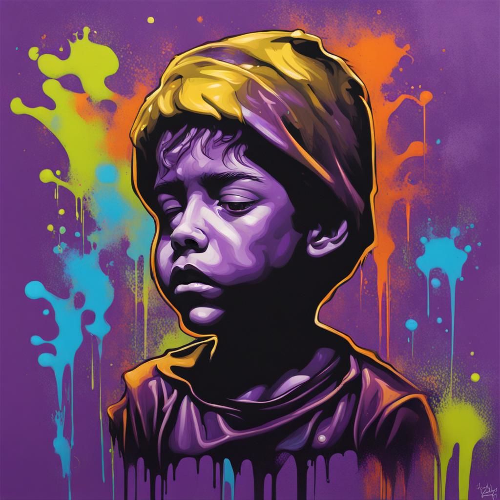 Deep purple child in time, graffiti art, splash art, street ...