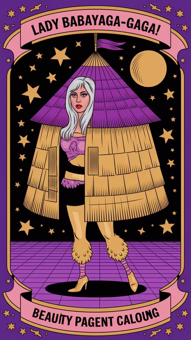 Lady Gaga as Baba Yaga in a Magic Hut Trading Card