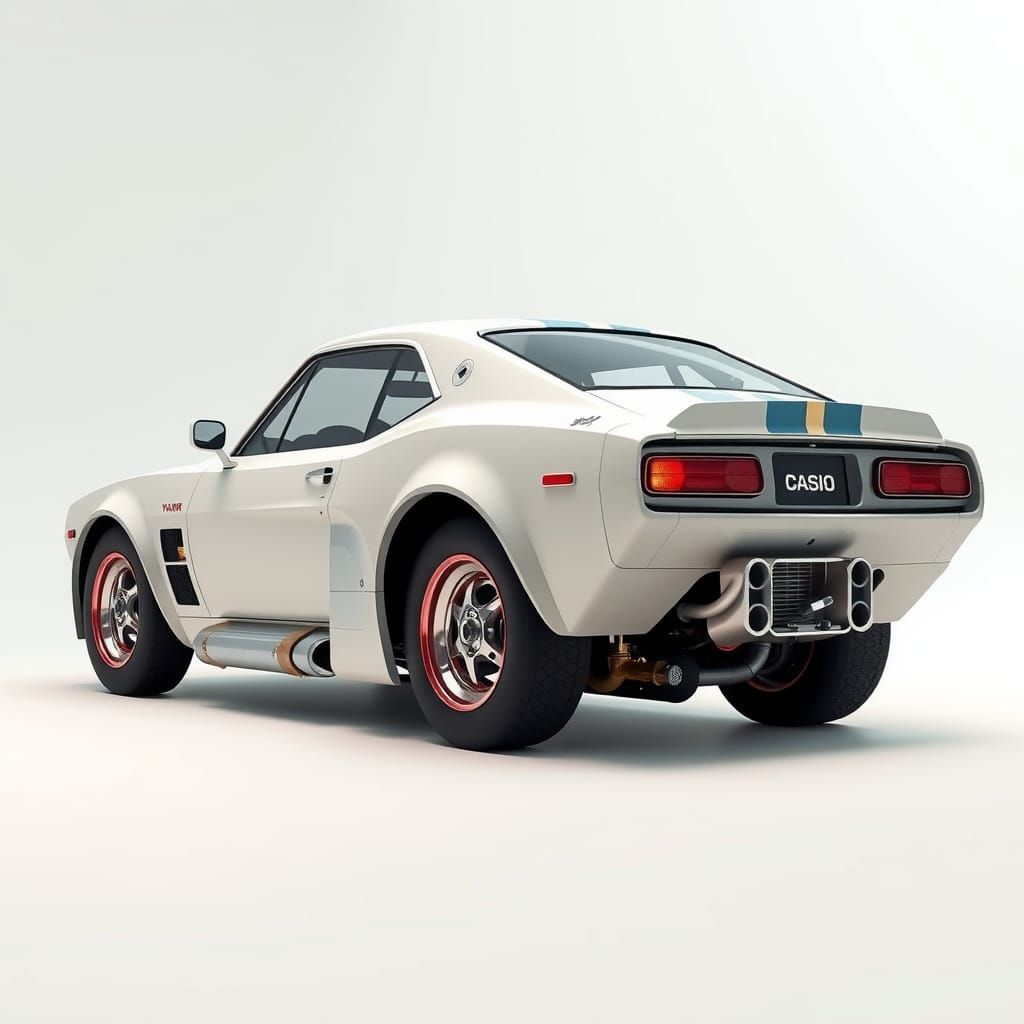 Side view of a customised, Japanese, retro-futuristic, boxy,...