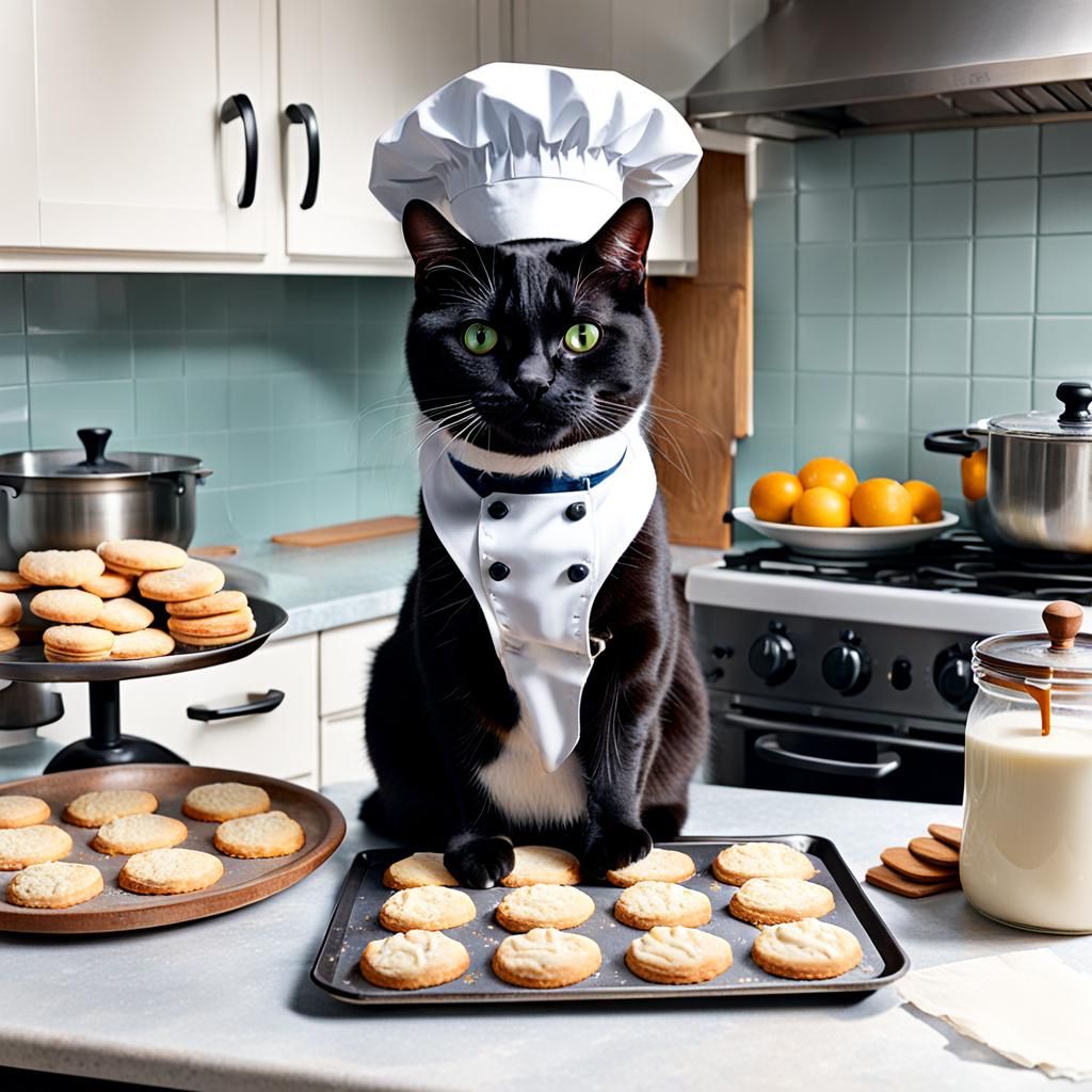 Baker cat making biscuits  by @Fritholf