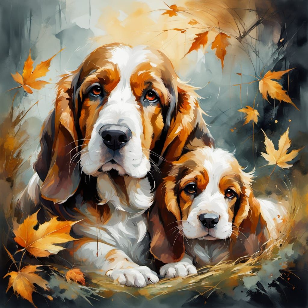 Hound family portrait... same eyes, same ears 